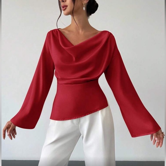 Elegant Pink  Drape Blouse - Picture 15 of 16